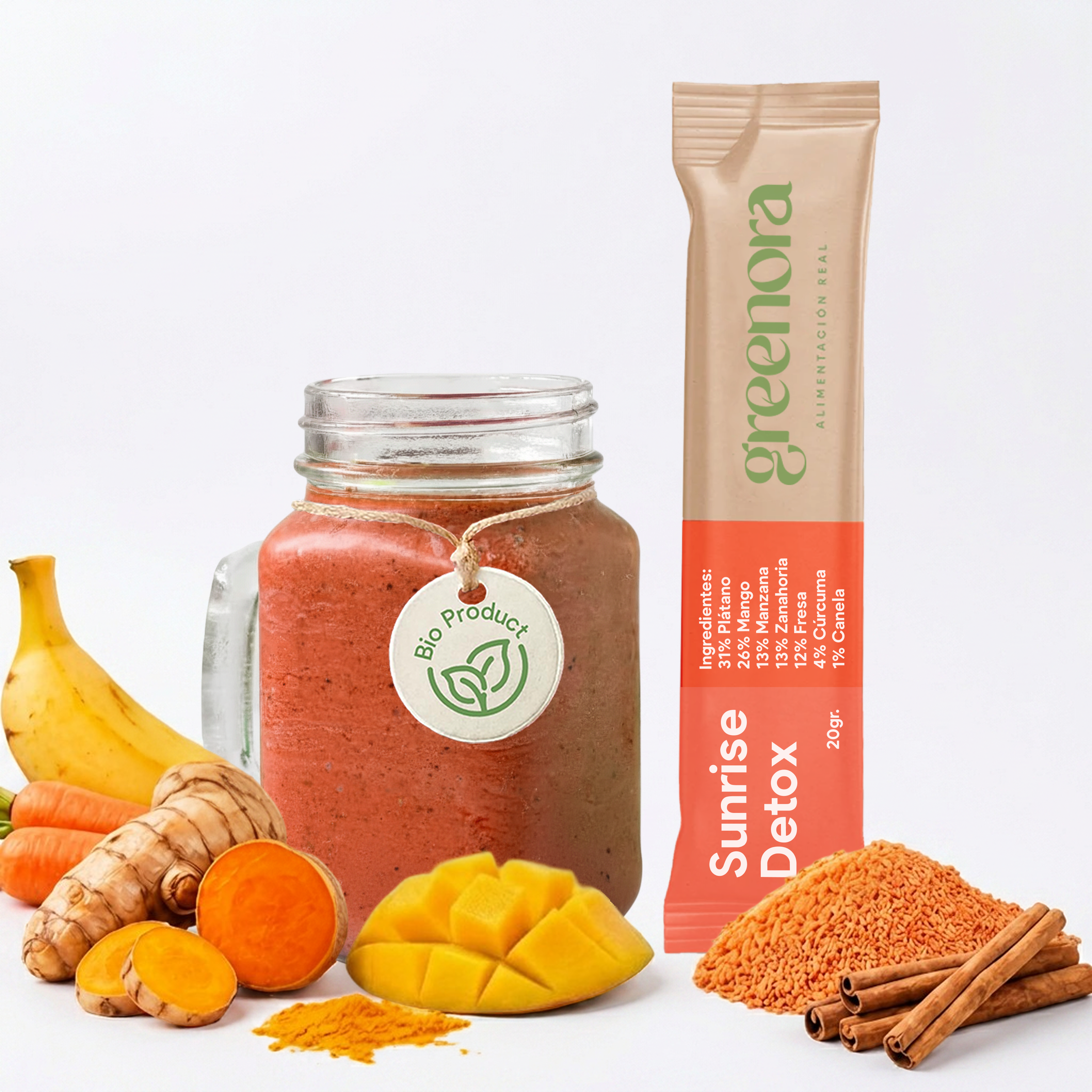 Sunrise Detox · Smoothie con Cúrcuma, Canela y Mango